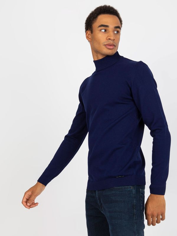 Fashionhunters Dark blue men's sweater LIWALI