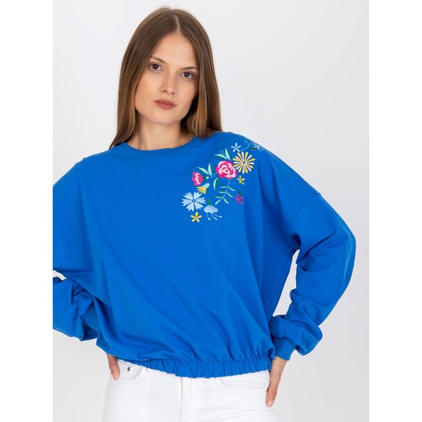 Fashionhunters Dark blue RUE PARIS cotton sweatshirt without a hood
