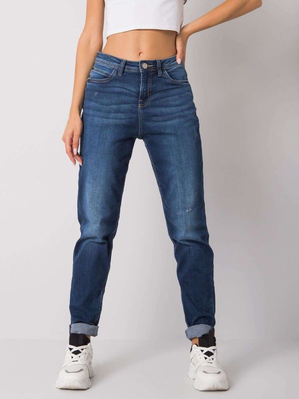 Fashionhunters Dark blue straight cut jeans by Fiora SUBLEVEL