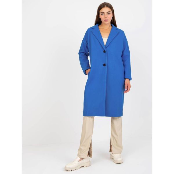 Fashionhunters Dark blue women's coat with pockets OH BELLA