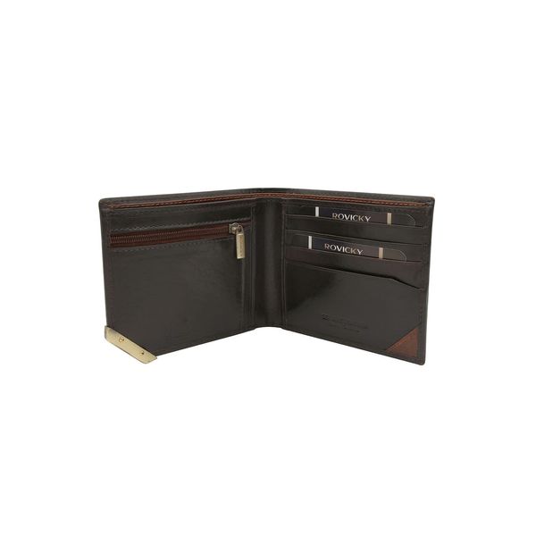 Fashionhunters Dark brown and brown men's wallet made of genuine grain leather