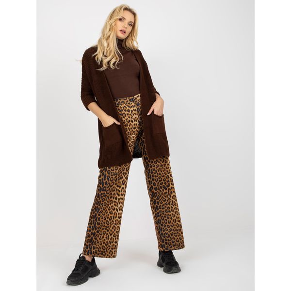 Fashionhunters Dark brown loose cardigan with pockets from RUE PARIS