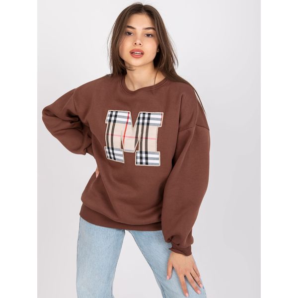 Fashionhunters Dark brown sweatshirt with an Elise print