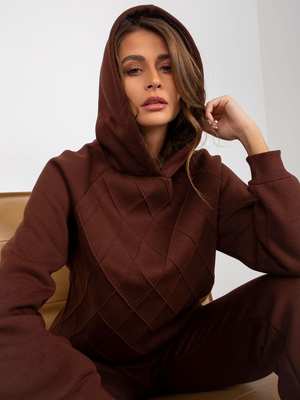 Fashionhunters Dark brown women's tracksuit with trousers
