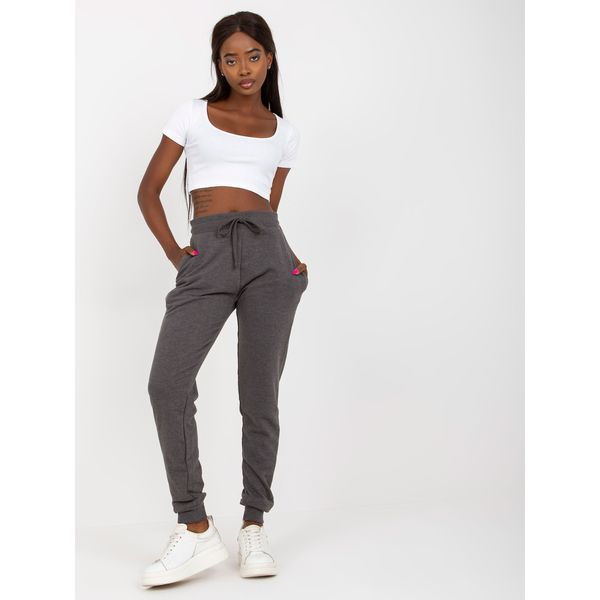 Fashionhunters Dark gray melange basic jogger pants