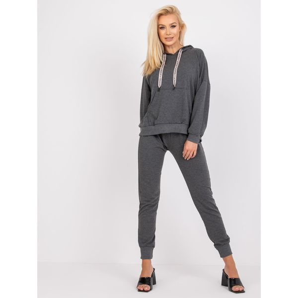 Fashionhunters Dark gray melange cotton tracksuit from Alejandra