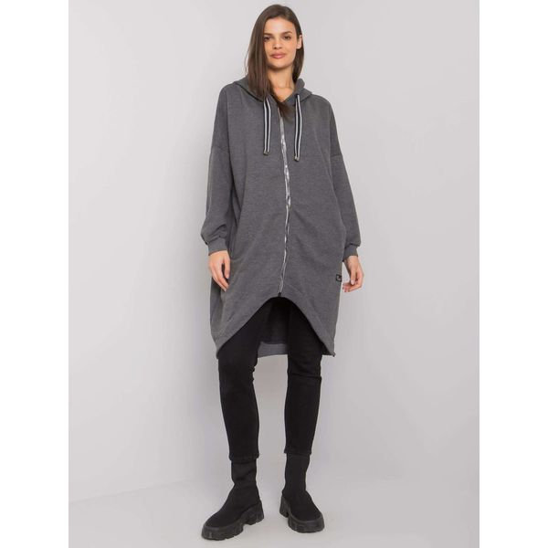 Fashionhunters Dark gray melange long sweatshirt with zipper