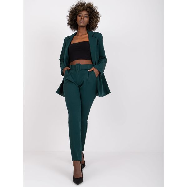 Fashionhunters Dark green classic Giulia high-waisted pants