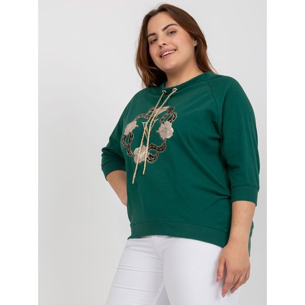 Fashionhunters Dark green everyday plus size cotton blouse