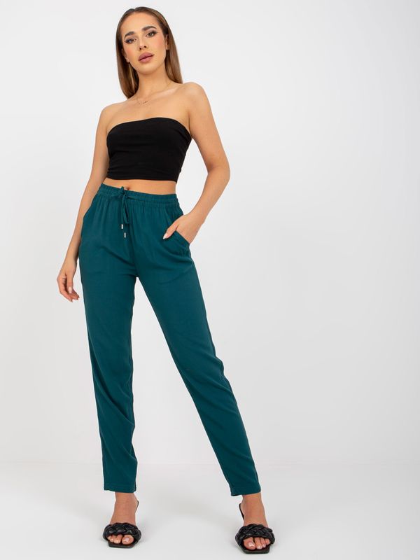 Fashionhunters Dark green fabric trousers with straight leg SUBLEVEL