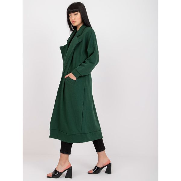 Fashionhunters Dark green long one size sweatshirt with pockets