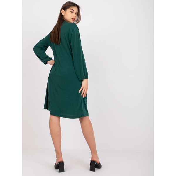 Fashionhunters Dark green loose-fitting dress with long sleeves from Rimini