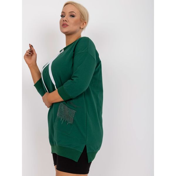 Fashionhunters Dark green plus size sweatshirt tunic for Sylviane casual wear