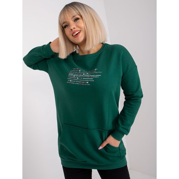 Fashionhunters Dark green plus size sweatshirt with Desiree long sleeves