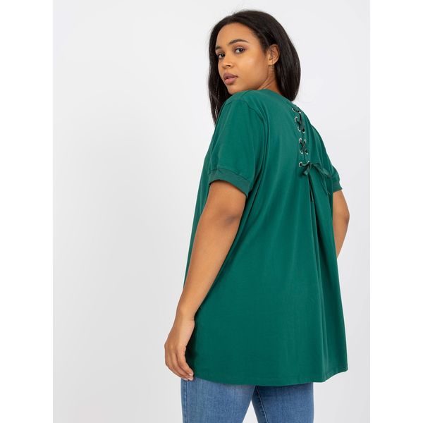 Fashionhunters Dark green plus size tunic with short sleeves