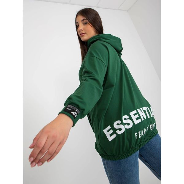 Fashionhunters Dark green plus size zip up hoodie