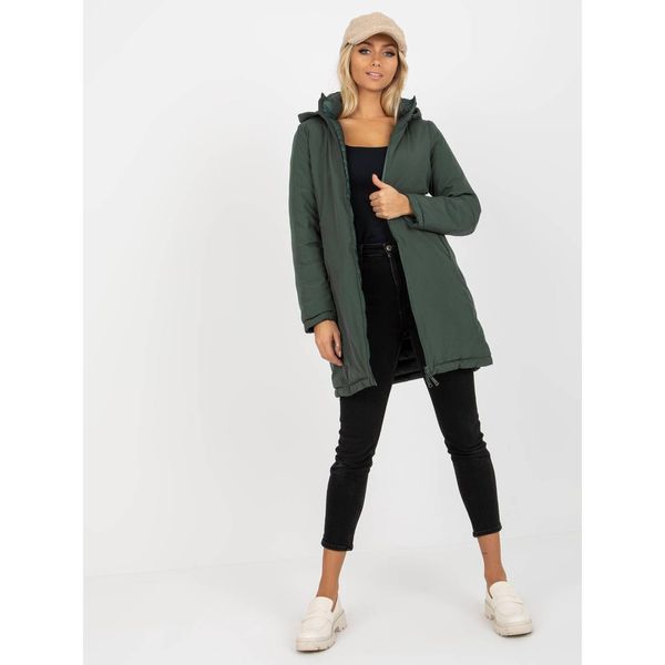 Fashionhunters Dark green reversible transitional jacket with quilting