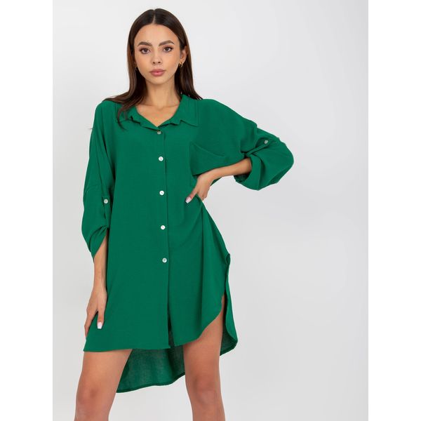 Fashionhunters Dark green shirt dress with buttons from Elaria
