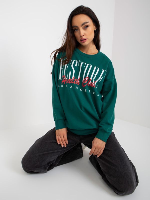 Fashionhunters Dark green sweatshirt with print without hood