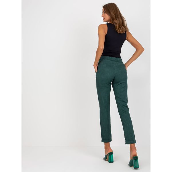 Fashionhunters Dark green women's fabric pants