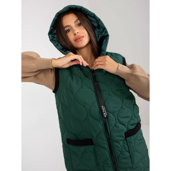 Fashionhunters Dark green women's vest with a zip RUE PARIS