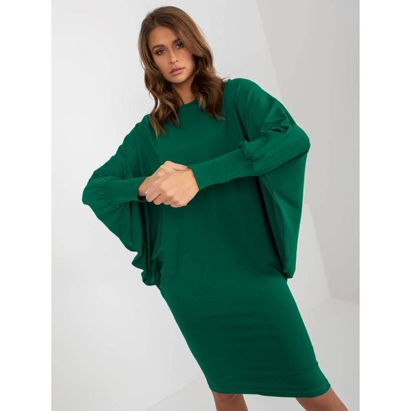 Fashionhunters Dark green women's viscose bat dress