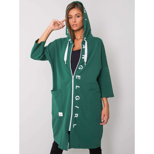 Fashionhunters Dark green zip hoodie