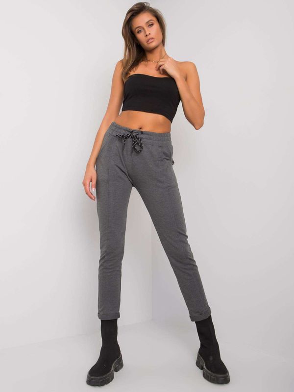 Fashionhunters Dark grey cotton sweatpants