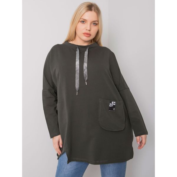 Fashionhunters Dark khaki cotton tunic in plus size Redmond
