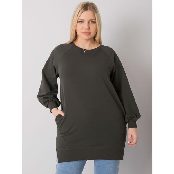 Fashionhunters Dark khaki plain plus size Toledo sweatshirt