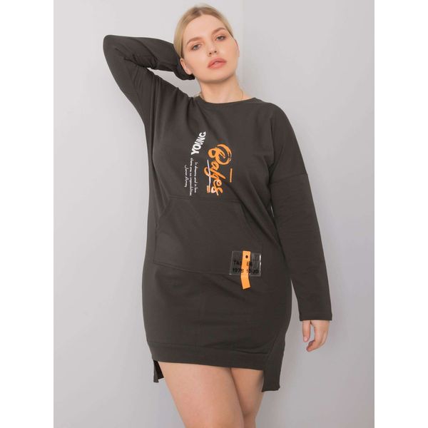 Fashionhunters Dark khaki plus size sweatshirt dress Akira