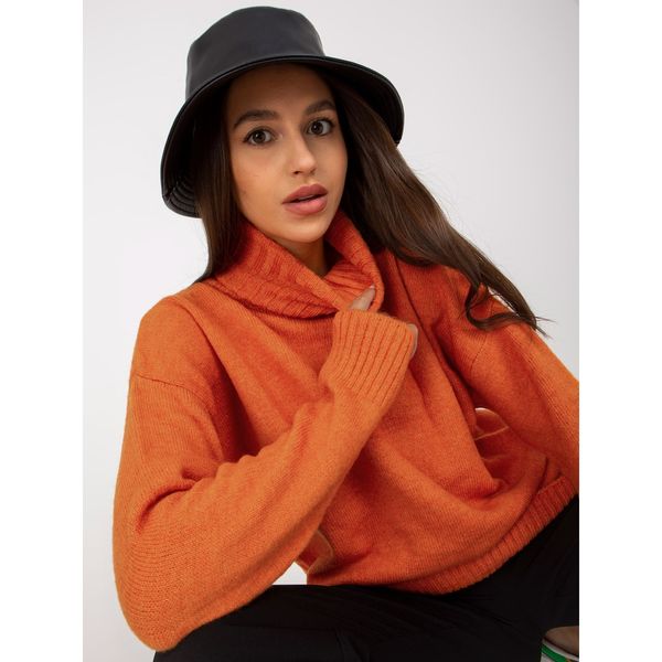 Fashionhunters Dark orange turtleneck sweater in a loose cut RUE PARIS