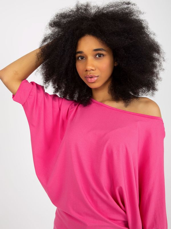 Fashionhunters Dark pink lady's bat blouse with 3/4 sleeves