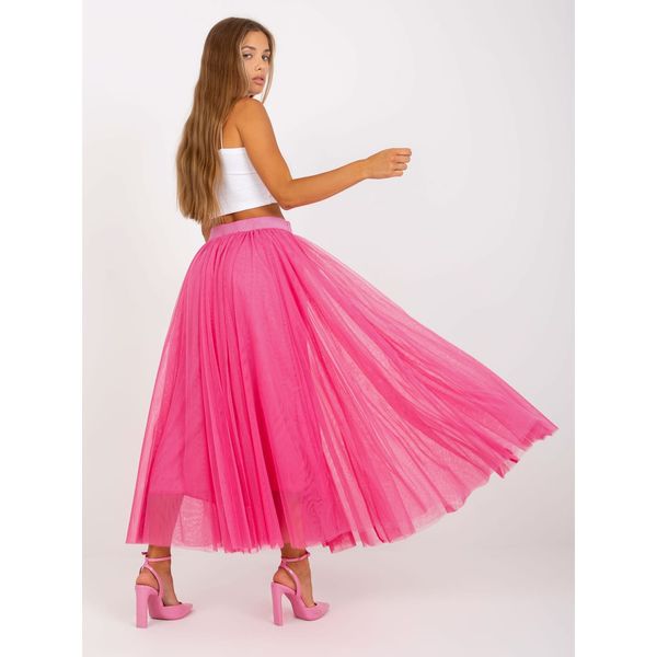 Fashionhunters Dark pink tulle flared midi skirt with OCH BELLA lining