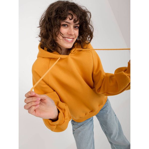 Fashionhunters Dark yellow basic oversize sweatshirt