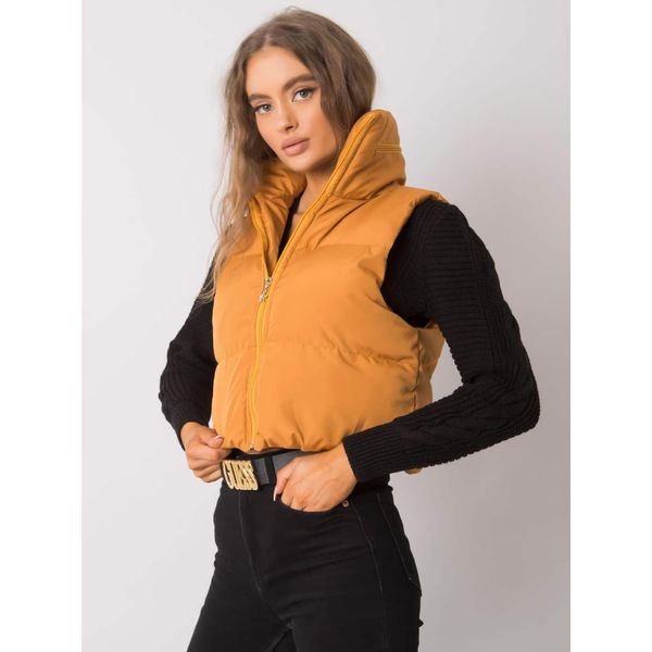 Fashionhunters Dark yellow vest with a hood