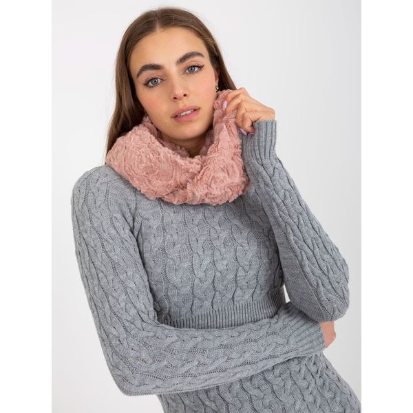 Fashionhunters Dirty pink winter neck warmer made of faux fur