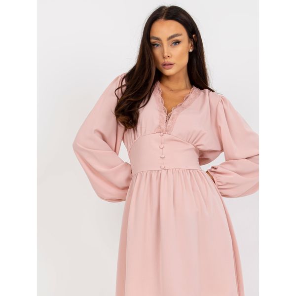 Fashionhunters Dusty pink airy casual dress with Libby lace
