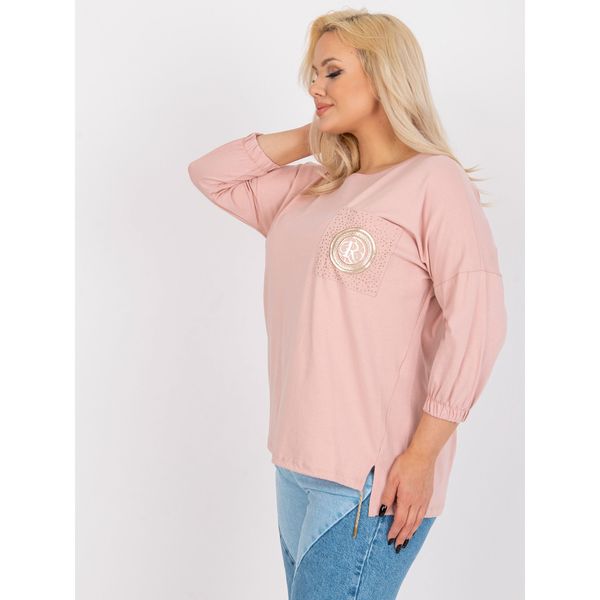 Fashionhunters Dusty pink asymmetrical plus size blouse in Clementina cotton