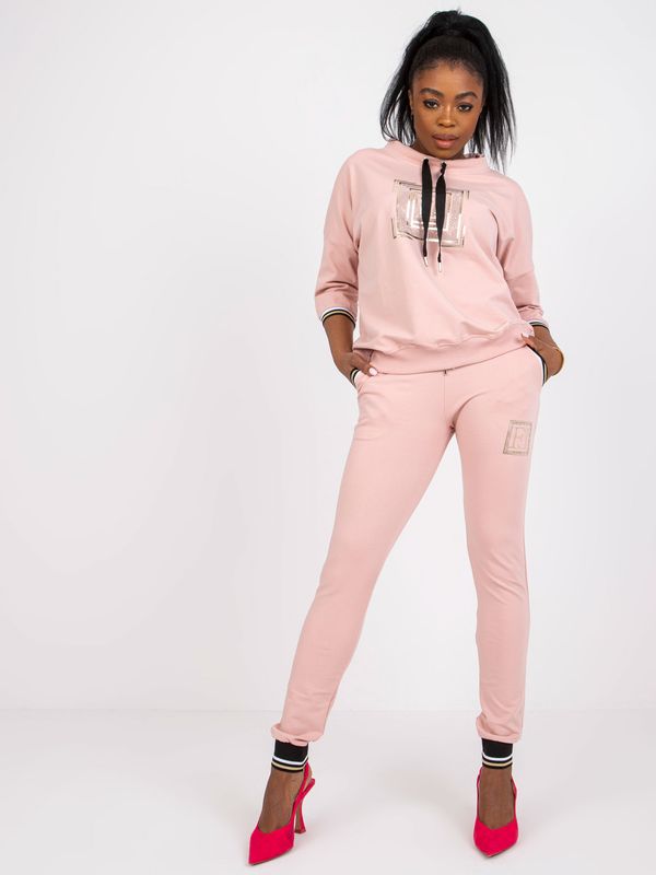 Fashionhunters Dusty pink casual set with pockets