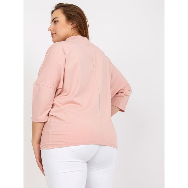 Fashionhunters Dusty pink everyday plus size cotton blouse