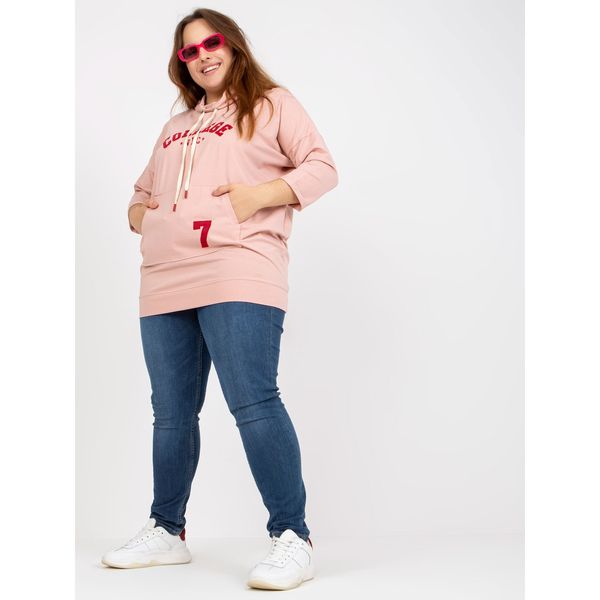 Fashionhunters Dusty pink long plus size cotton blouse