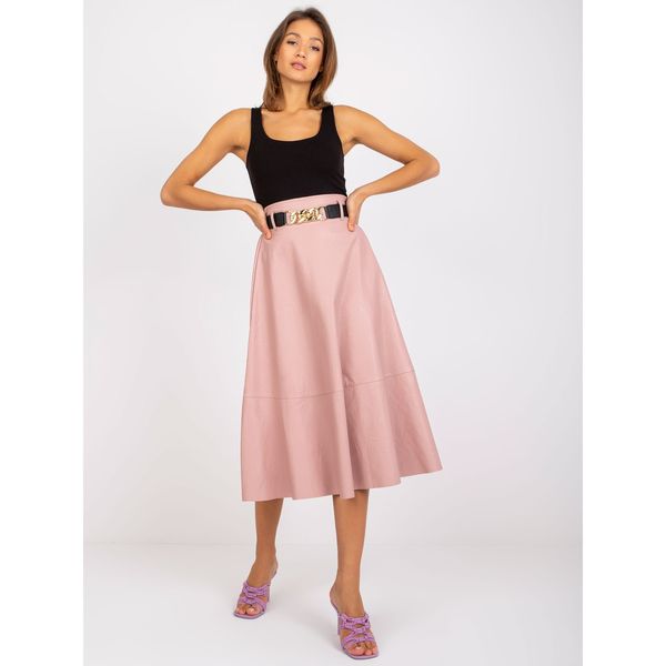 Fashionhunters Dusty pink midi skirt with a Salamina belt