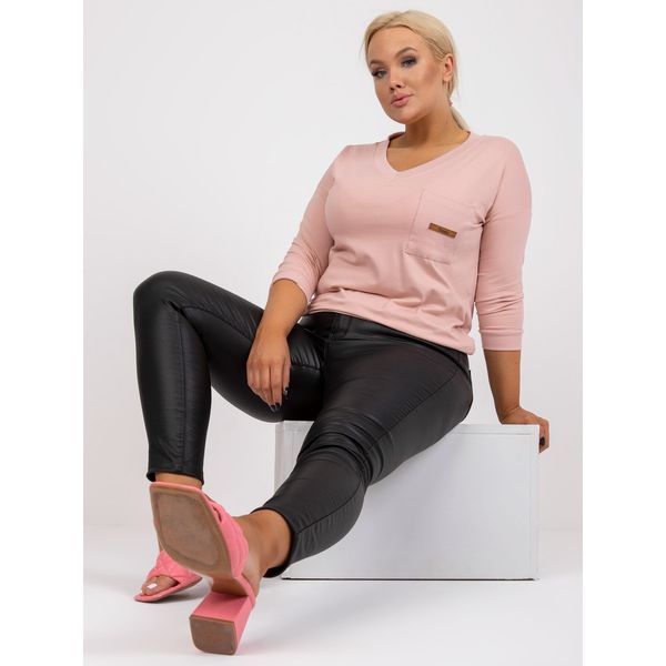 Fashionhunters Dusty pink plus size basic blouse with 3/4 sleeves