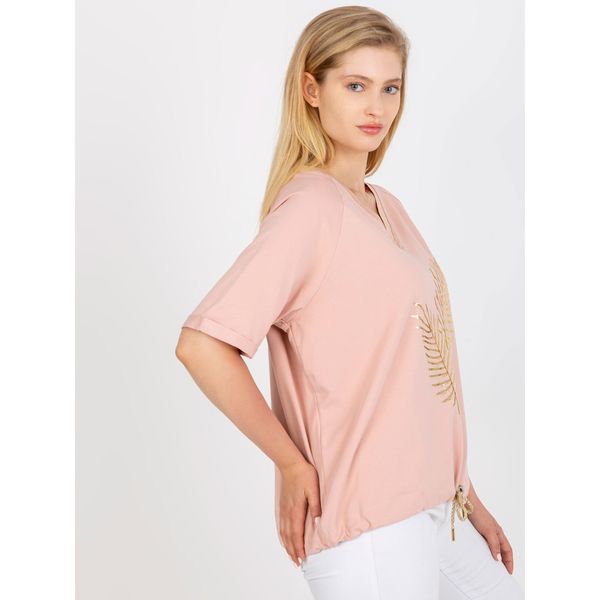 Fashionhunters Dusty pink plus size blouse decorated with sequins