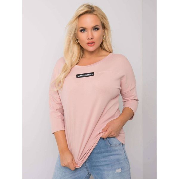 Fashionhunters Dusty pink plus size blouse with a V-neck at the back