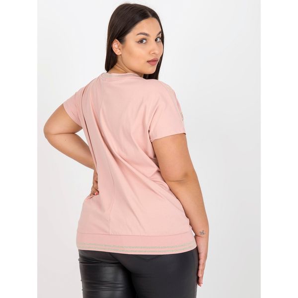 Fashionhunters Dusty pink plus size blouse with gold print