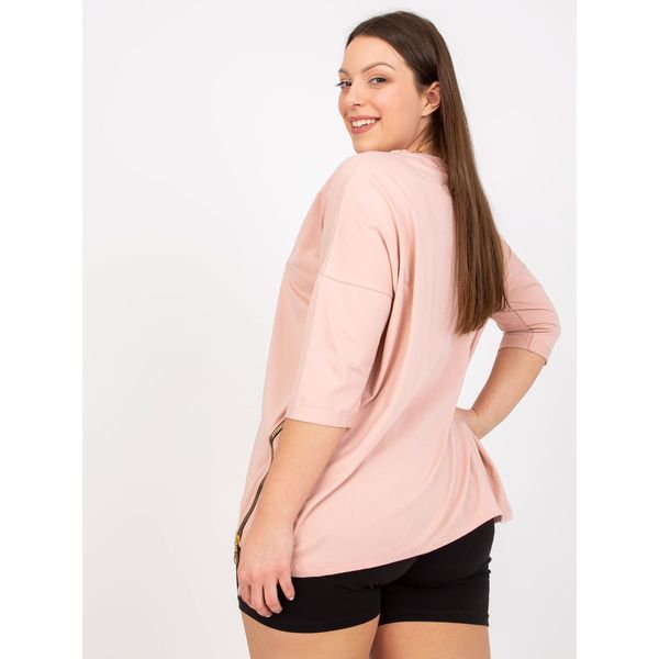 Fashionhunters Dusty pink plus size cotton blouse