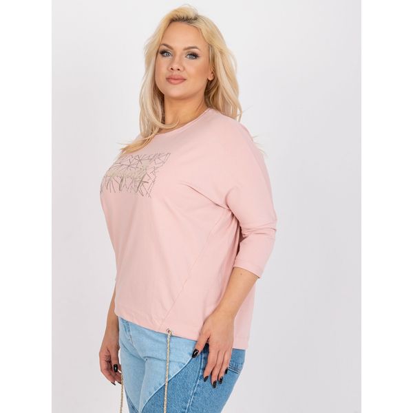 Fashionhunters Dusty pink plus size cotton blouse for work