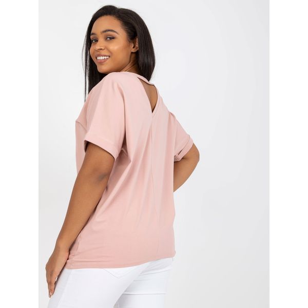 Fashionhunters Dusty pink plus size cotton t-shirt